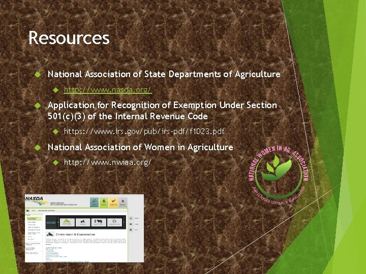 Resources National Association of State Departments of Agriculture Application for Recognition of Exemption Under