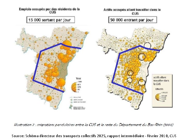 Source: Schéma directeur des transports collectifs 2025, rapport intermédiaire - février 2010, CUS 