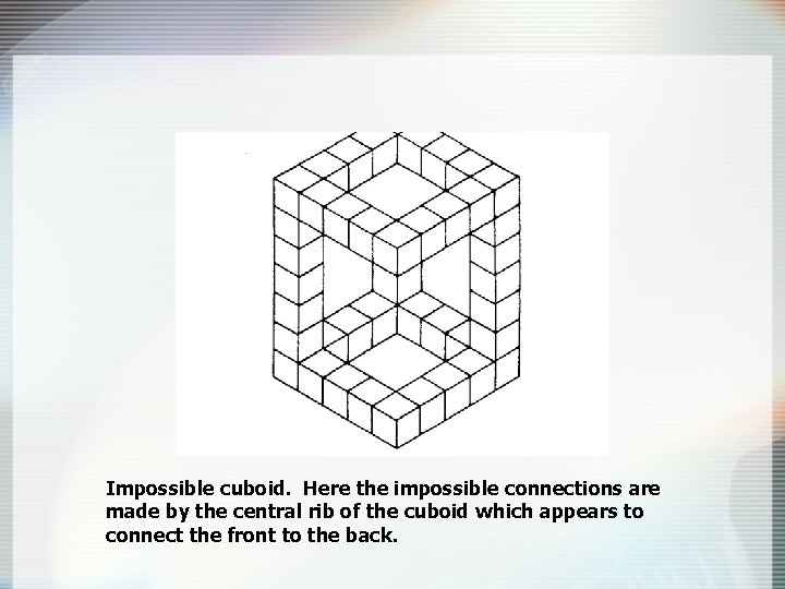 Impossible cuboid. Here the impossible connections are made by the central rib of the