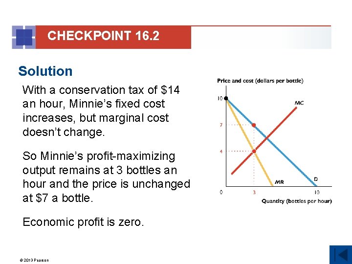 CHECKPOINT 16. 2 Solution With a conservation tax of $14 an hour, Minnie’s fixed