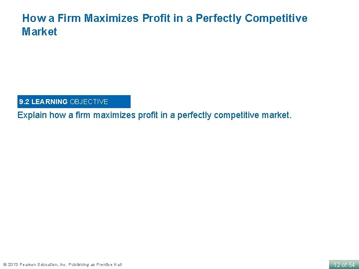 How a Firm Maximizes Profit in a Perfectly Competitive Market 9. 2 LEARNING OBJECTIVE