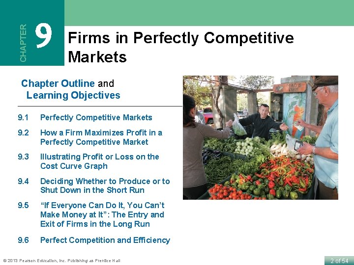CHAPTER 9 Firms in Perfectly Competitive Markets Chapter Outline and Learning Objectives 9. 1
