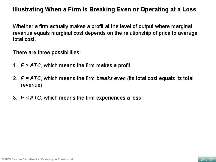 Illustrating When a Firm Is Breaking Even or Operating at a Loss Whether a