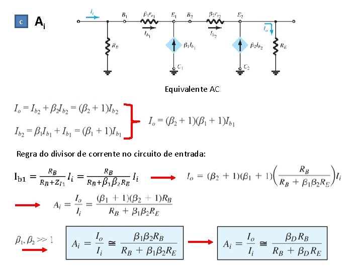 c Ai Equivalente AC Regra do divisor de corrente no circuito de entrada: 