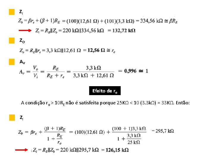 ZI ZO AV Efeito de ro A condição ro > 10 RE não é