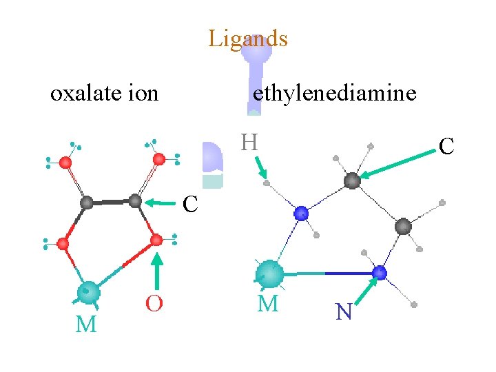 Ligands oxalate ion ethylenediamine H C C M O M N 