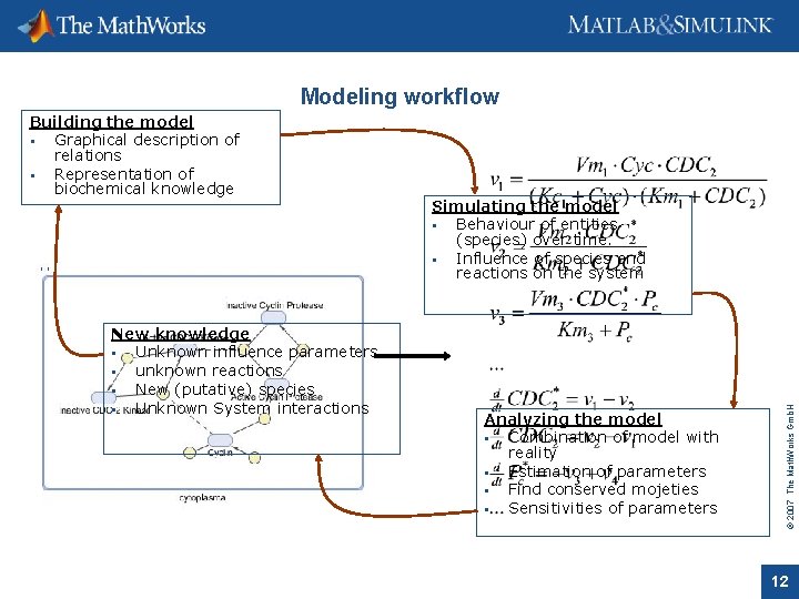 Modeling workflow New knowledge Unknown influence parameters unknown reactions New (putative) species Unknown System