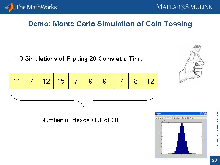 Demo: Monte Carlo Simulation of Coin Tossing 10 Simulations of Flipping 20 Coins at