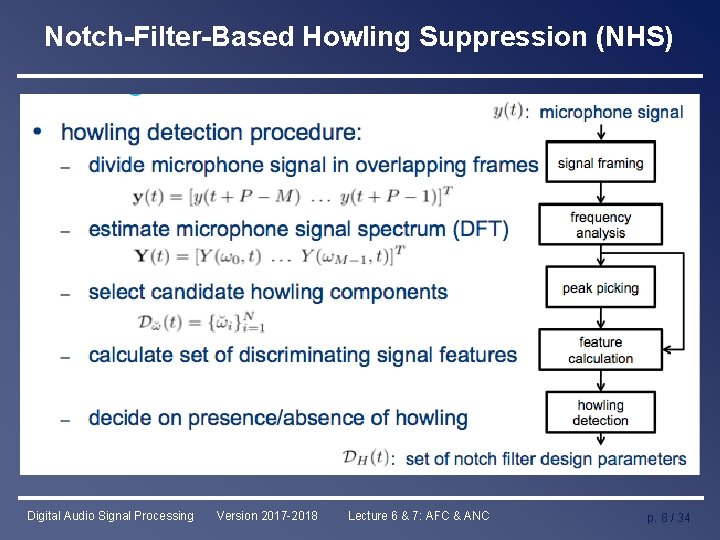 Notch-Filter-Based Howling Suppression (NHS) Digital Audio Signal Processing Version 2017 -2018 Lecture 6 &