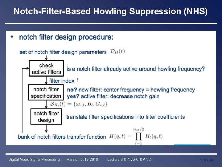 Notch-Filter-Based Howling Suppression (NHS) Digital Audio Signal Processing Version 2017 -2018 Lecture 6 &