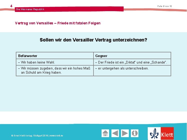 4 Folie 6 von 10 Die Weimarer Republik Vertrag von Versailles – Friede mit