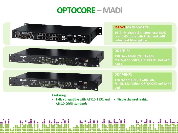 OPTOCORE – MADI !NEW! MADI SWITCH 16 (8) 64‐channel bi‐directional MADI over Cat 5