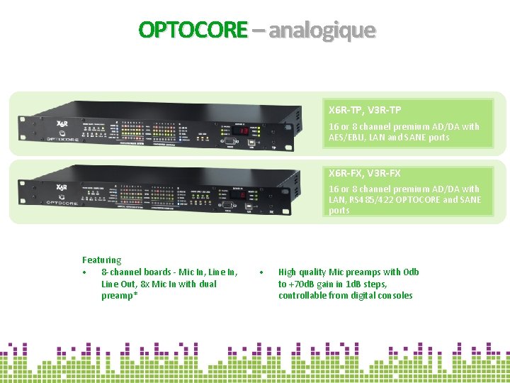 OPTOCORE – analogique X 6 R-TP, V 3 R-TP 16 or 8 channel premium