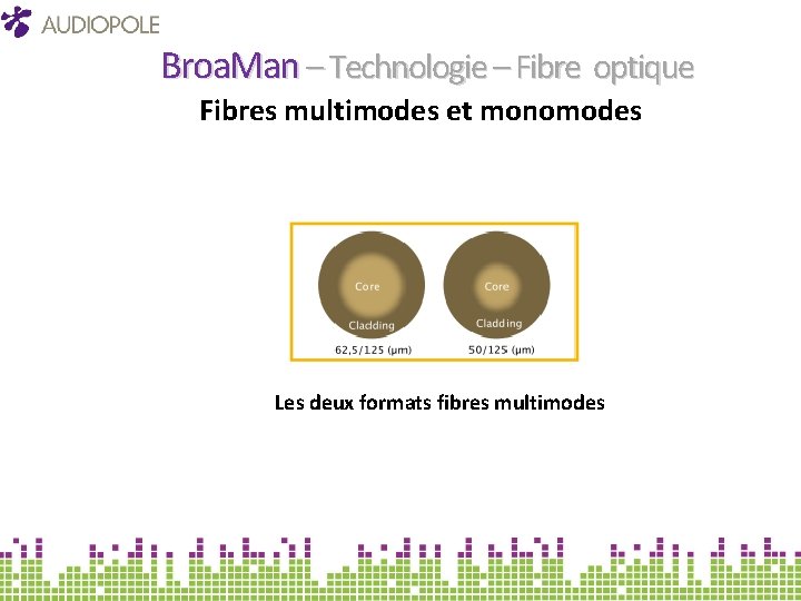 Broa. Man – Technologie – Fibre optique Fibres multimodes et monomodes Les deux formats
