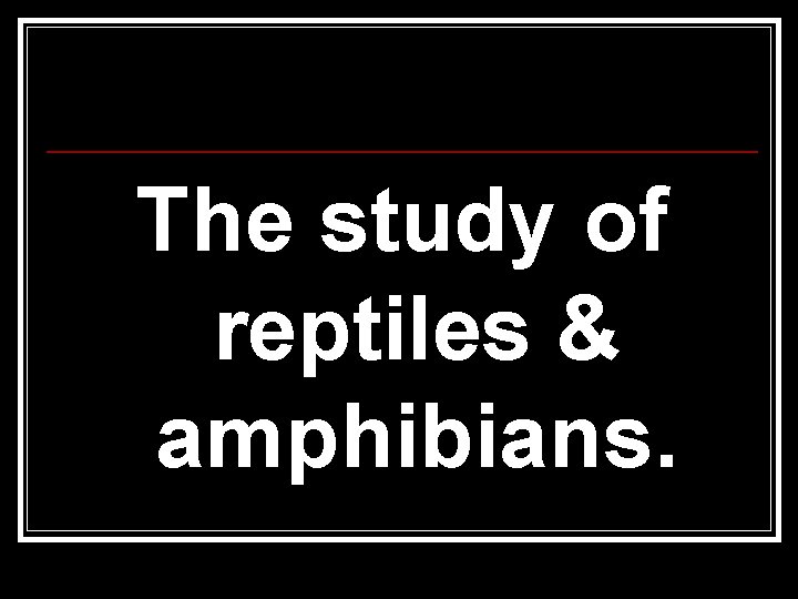 The study of reptiles & amphibians. 