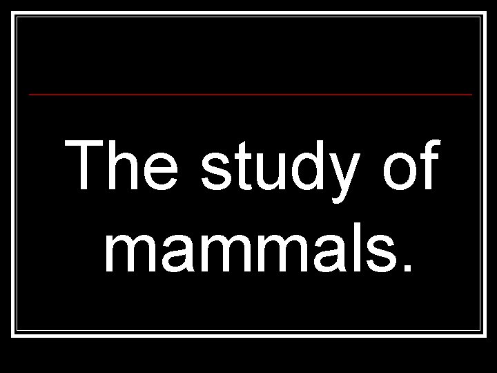 The study of mammals. 