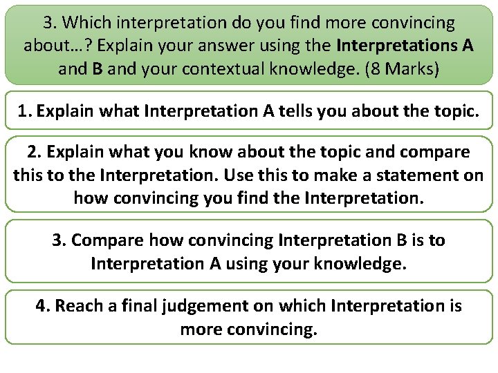 3. Which interpretation do you find more convincing about…? Explain your answer using the