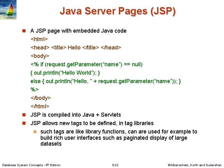 Java Server Pages (JSP) n A JSP page with embedded Java code <html> <head> Java Server Pages (JSP) n A JSP page with embedded Java code <html> <head>