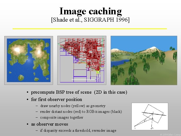 Image caching [Shade et al. , SIGGRAPH 1996] • precompute BSP tree of scene