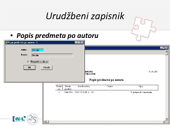 Urudžbeni zapisnik • Popis predmeta po autoru 