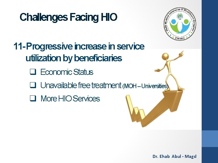 Challenges Facing HIO 11 - Progressive increase in service utilization by beneficiaries q Economic