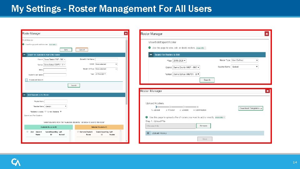 My Settings - Roster Management For All Users 14 