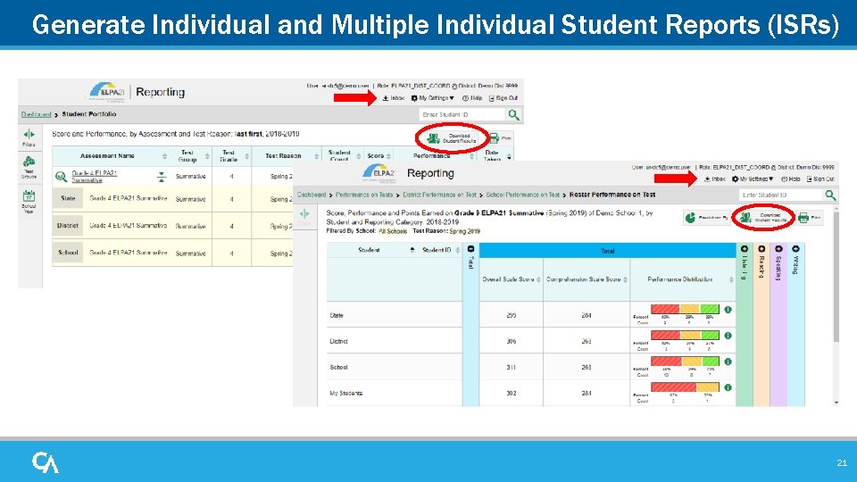 Generate Individual and Multiple Individual Student Reports (ISRs) 21 