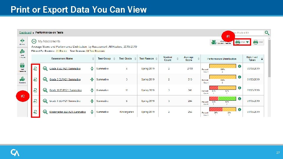 Print or Export Data You Can View #1 #2 27 