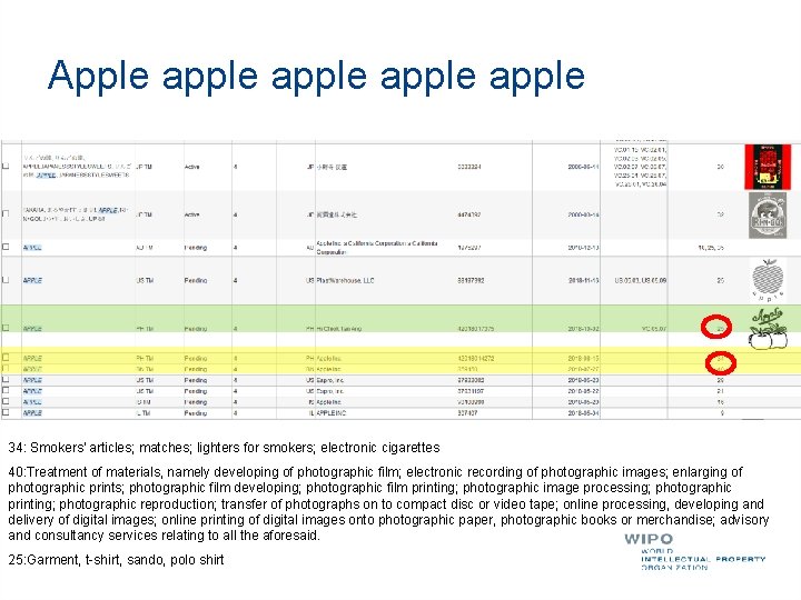 Apple apple 34: Smokers' articles; matches; lighters for smokers; electronic cigarettes 40: Treatment of