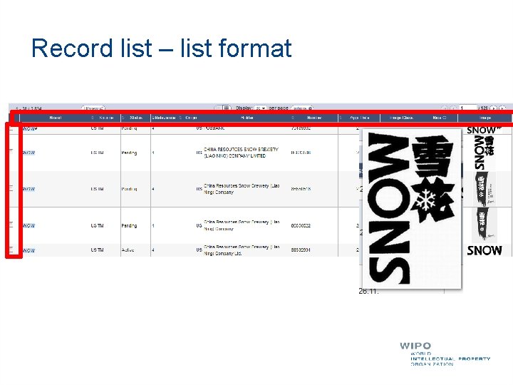 Record list – list format 