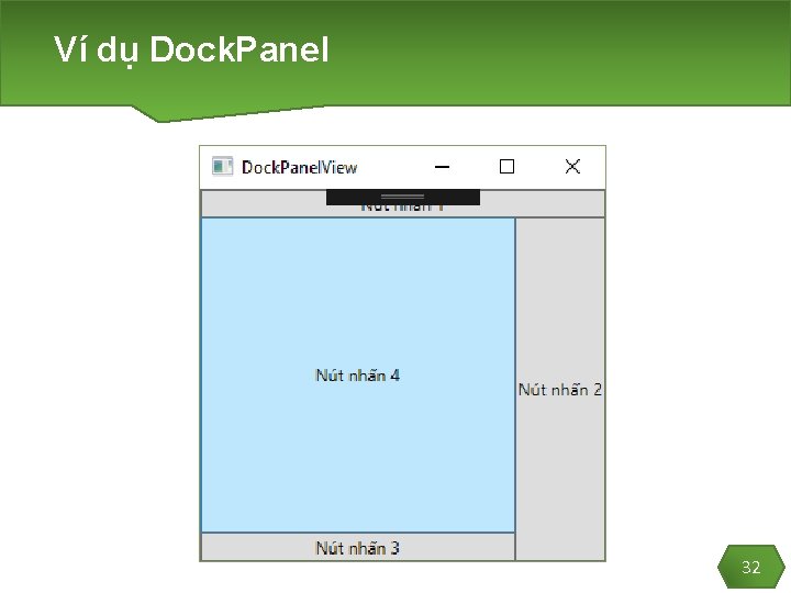 Ví dụ Dock. Panel 32 