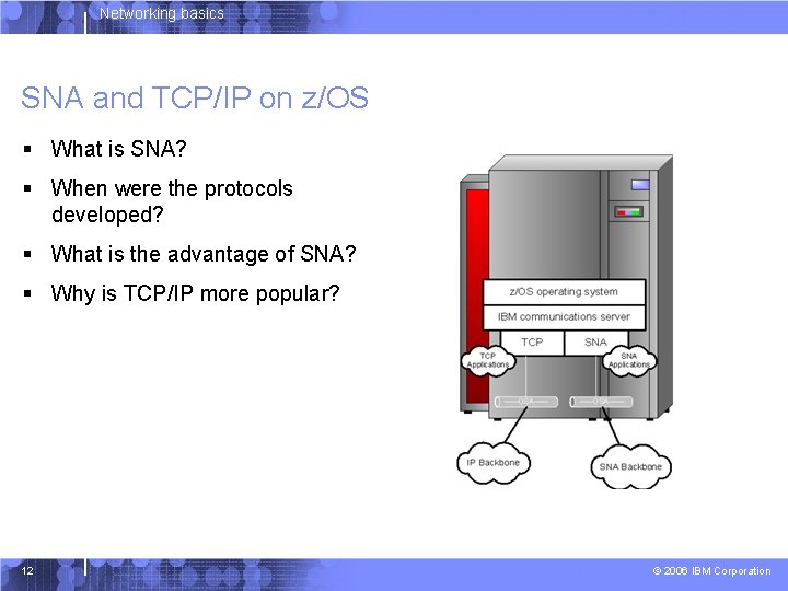 Networking basics SNA and TCP/IP on z/OS § What is SNA? § When were