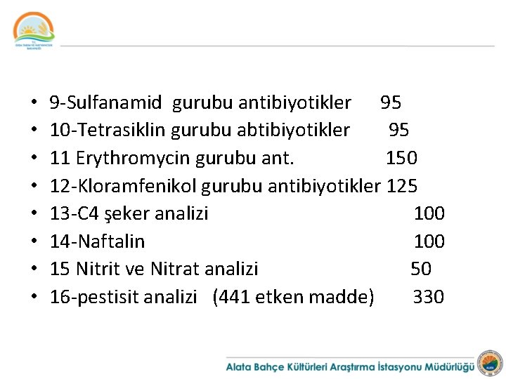  • • 9 -Sulfanamid gurubu antibiyotikler 95 10 -Tetrasiklin gurubu abtibiyotikler 95 11