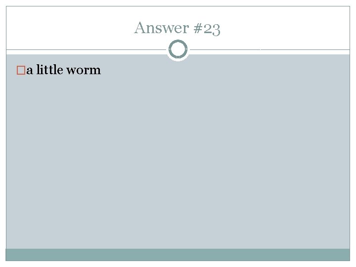 Answer #23 �a little worm 