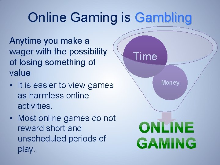 Online Gaming is Gambling Anytime you make a wager with the possibility of losing