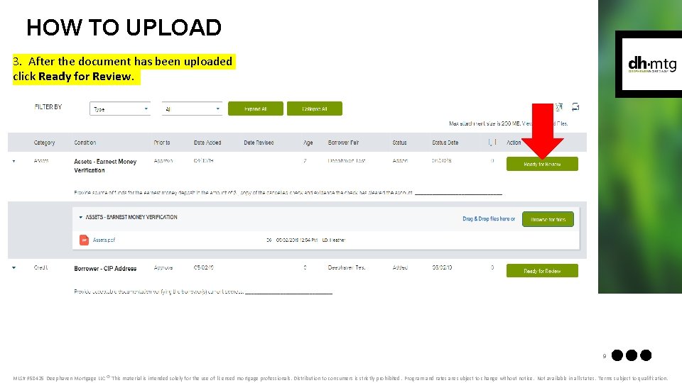 HOW TO UPLOAD 3. After the document has been uploaded click Ready for Review.