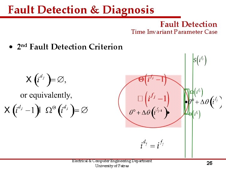 Fault Detection & Diagnosis Fault Detection Time Invariant Parameter Case • 2 nd Fault