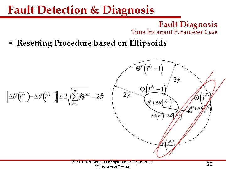 Fault Detection & Diagnosis Fault Diagnosis Time Invariant Parameter Case • Resetting Procedure based