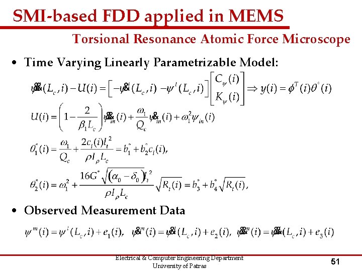 SMI-based FDD applied in MEMS Torsional Resonance Atomic Force Microscope • Time Varying Linearly