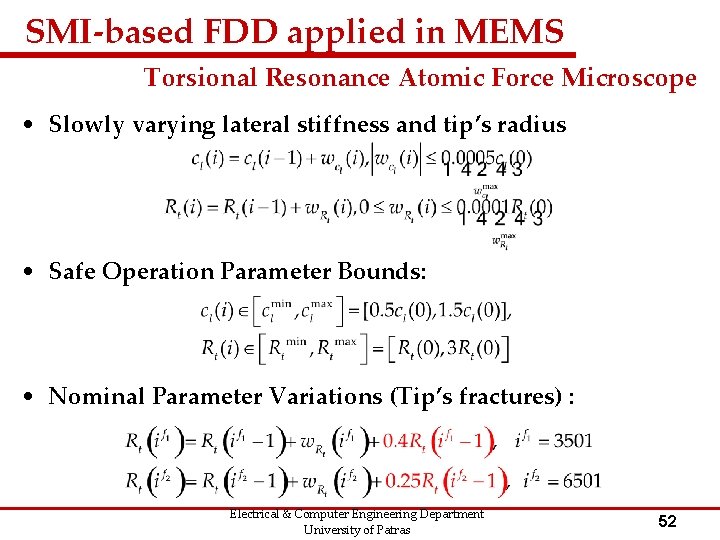 SMI-based FDD applied in MEMS Torsional Resonance Atomic Force Microscope • Slowly varying lateral