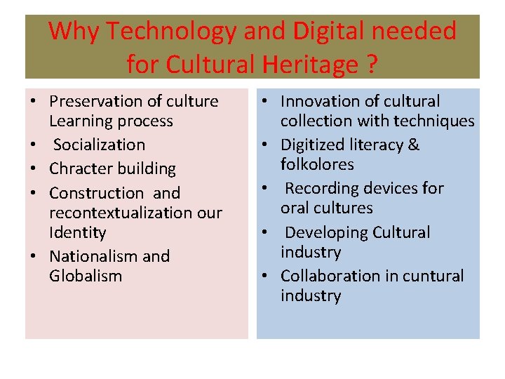 Technology and Digitized Cultural Heritage A Best way