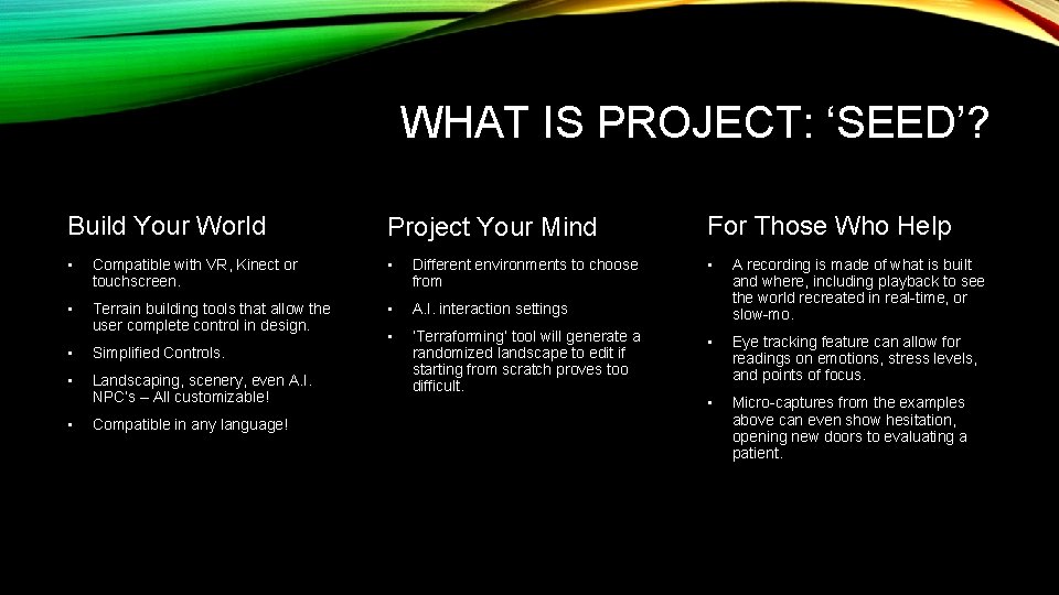 WHAT IS PROJECT: ‘SEED’? Build Your World Project Your Mind For Those Who Help