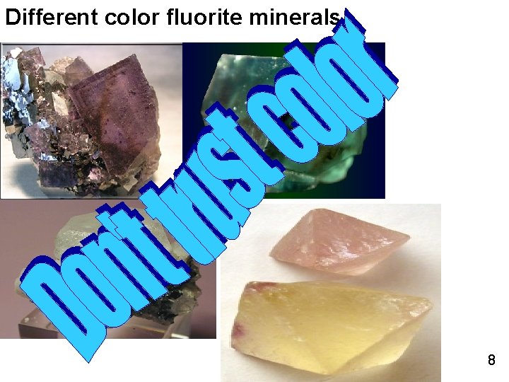 Different color fluorite minerals 8 