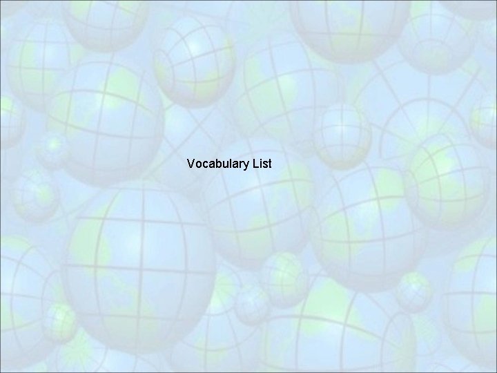 Vocabulary List 