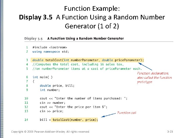 Function Example: Display 3. 5 A Function Using a Random Number Generator (1 of