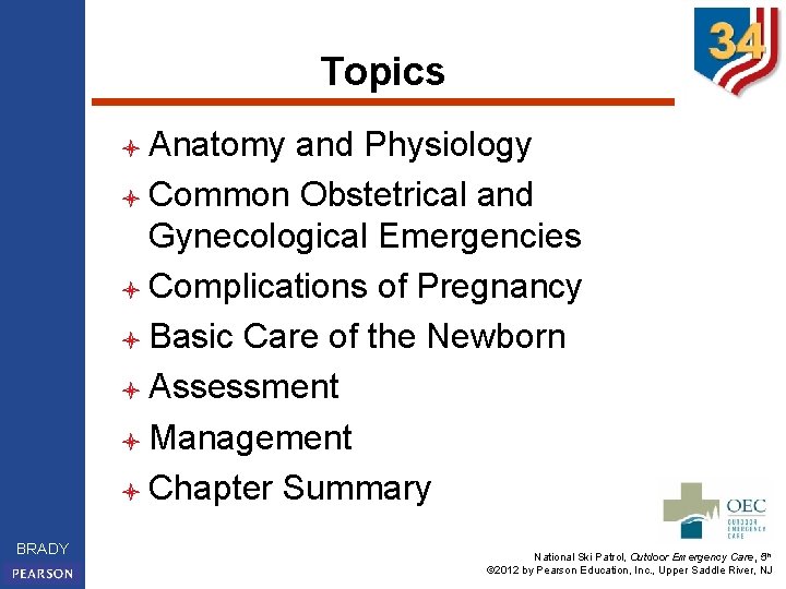 Topics l Anatomy and Physiology l Common Obstetrical and Gynecological Emergencies l Complications of