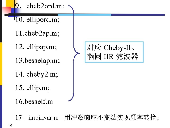 9．cheb 2 ord. m; 10. ellipord. m; 11. cheb 2 ap. m; 12. ellipap.