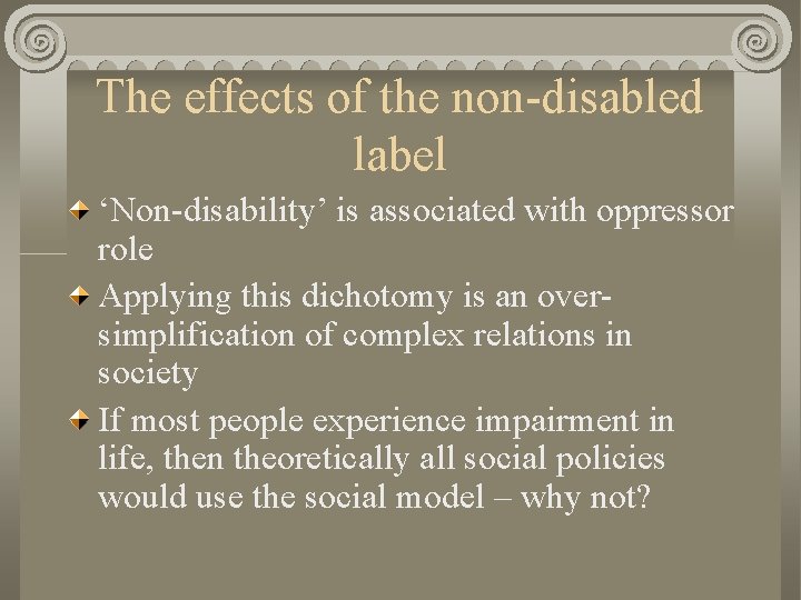 The effects of the non-disabled label ‘Non-disability’ is associated with oppressor role Applying this