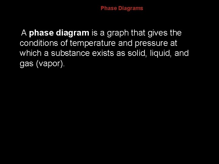 13. 4 Phase Diagrams A phase diagram is a graph that gives the conditions