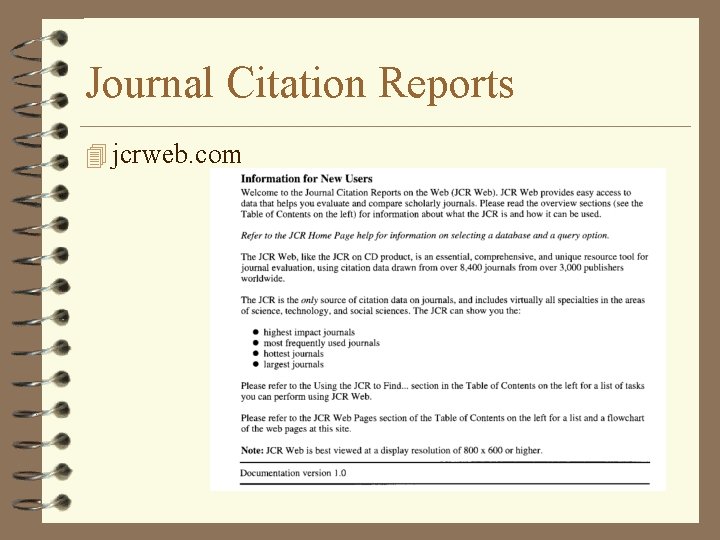 Journal Citation Reports 4 jcrweb. com 